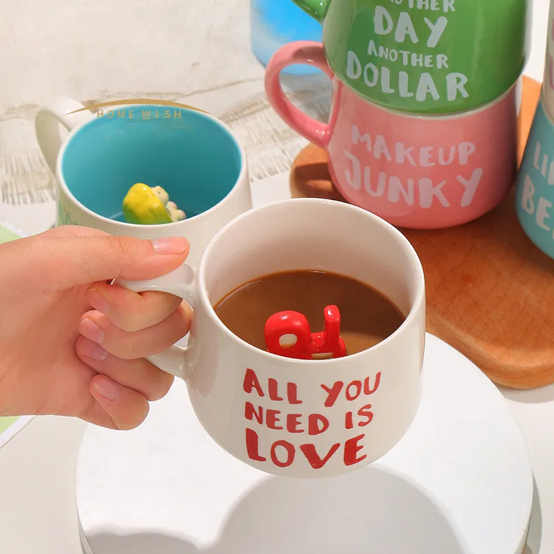 

SOULCHE Ceramic Coffee Mugs Creative 3D Animals Ceramic Coffee Mug Blind Box Breakfast Cups, Customized colors acceptable