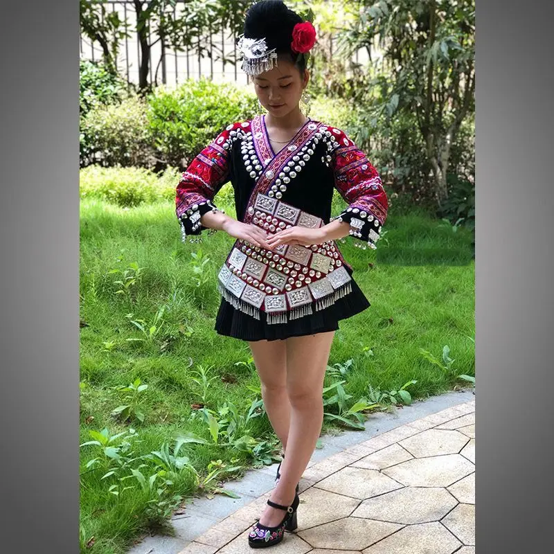 

WJ30001 Traditional Chinese Hmong costume handmade miao costume for the celebration not contain accessories