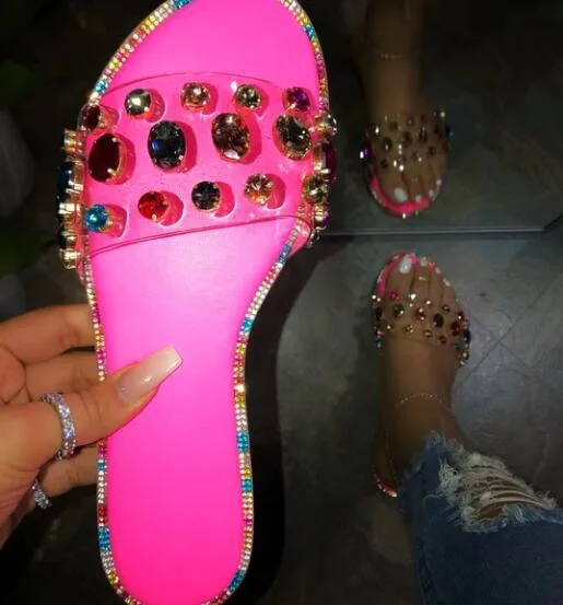 

Hot summer women glitter diamond sandals rhinestone slippers rhinestone sandals