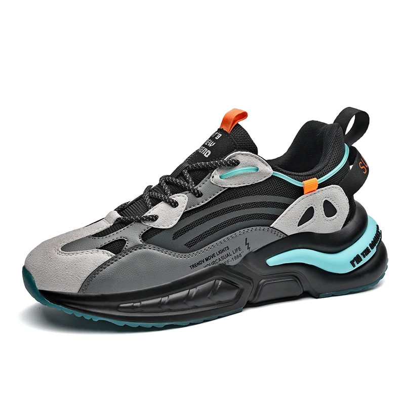 

2021 Wholesale summer thick-soled men's sports shoes custom outdoor casual running shoes for men, Black moon,black orange,beige