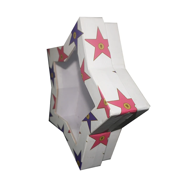 
Dongguan factory cardboard star shaped flower gift packaging for wedding with clear pvc window 