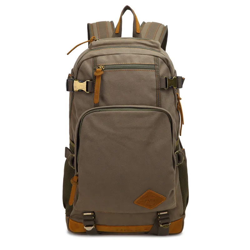 

New Hiking Daypacks Computers Laptop Leather With Canvas Bag Satchel Vintage Bag Waxed Canvas Backpack, Army green,brown,coffee