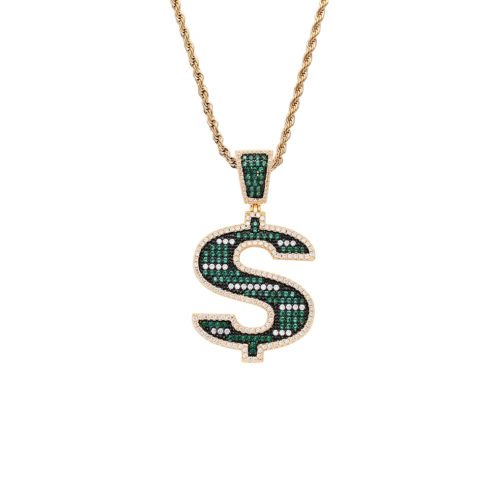 CN256 Men Brass Setting   Pendant Iced Out Cubic Zircon Necklace Hip Hop Gift Jewelry Bling Bling