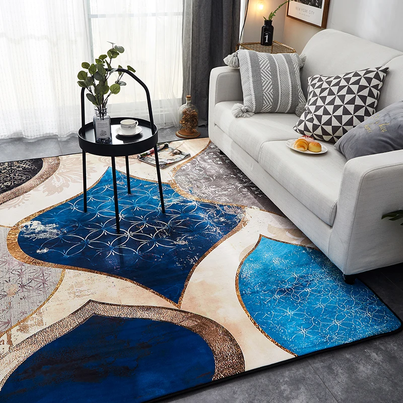 简单的北欧长方形超柔软天鹅绒区域地毯客厅 alfombras 的蓬松地毯