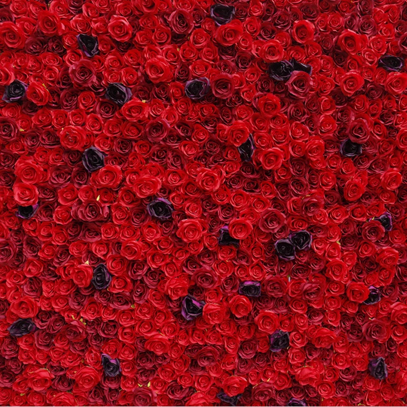 ISEVIAN 3d 8x8 Fabric Red Rose Flower Wall Hanging Backdrop Wedding Decorations