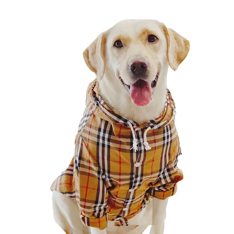 

Large dog trendy brand plaid hoodie apparel designer pet spring and summer sweater fashion luxury two-legged clothes