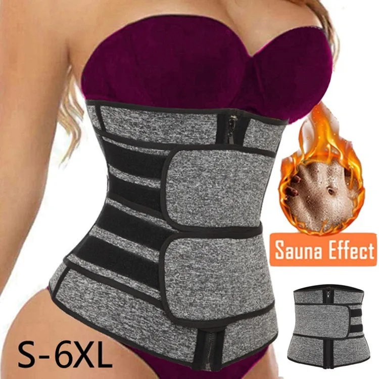 

Actor Waist Trainer Neoprene Body Shaper Women Slimming Sheath Belly Reducing Shaper Tummy Sweat Shapewear, Black/grey