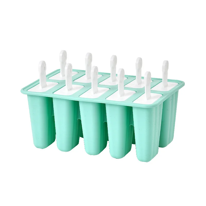 

4/8/10 Cavities DIY Ice Cream Mold Makers Ice Cube Dessert Molds Silicone Thick Material Tray with Popsicle Ice Mold, Green/pink/blue/red