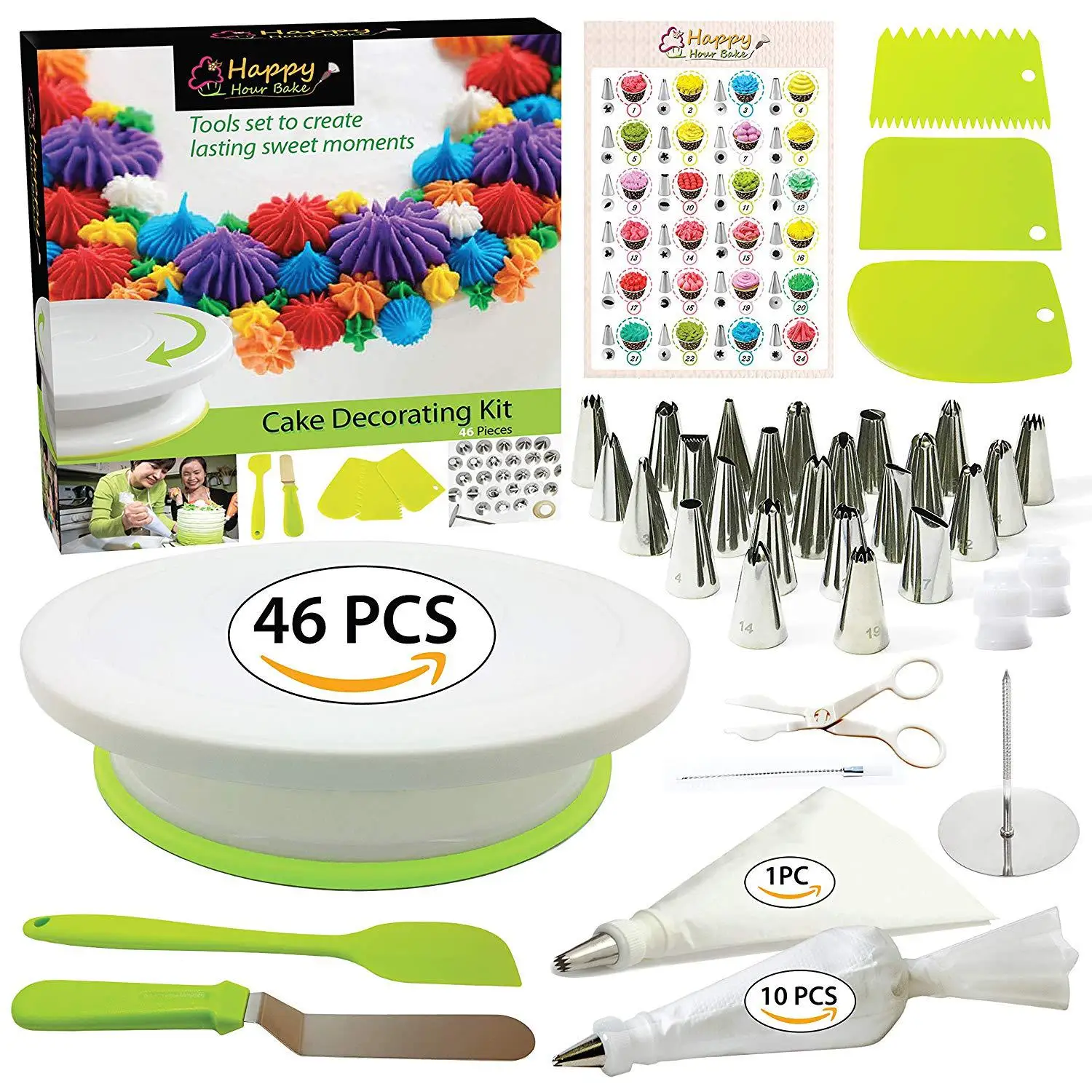 

46-pcs cake decorating table set cake turntable plastic baking tools DIY homemade cake, Picture