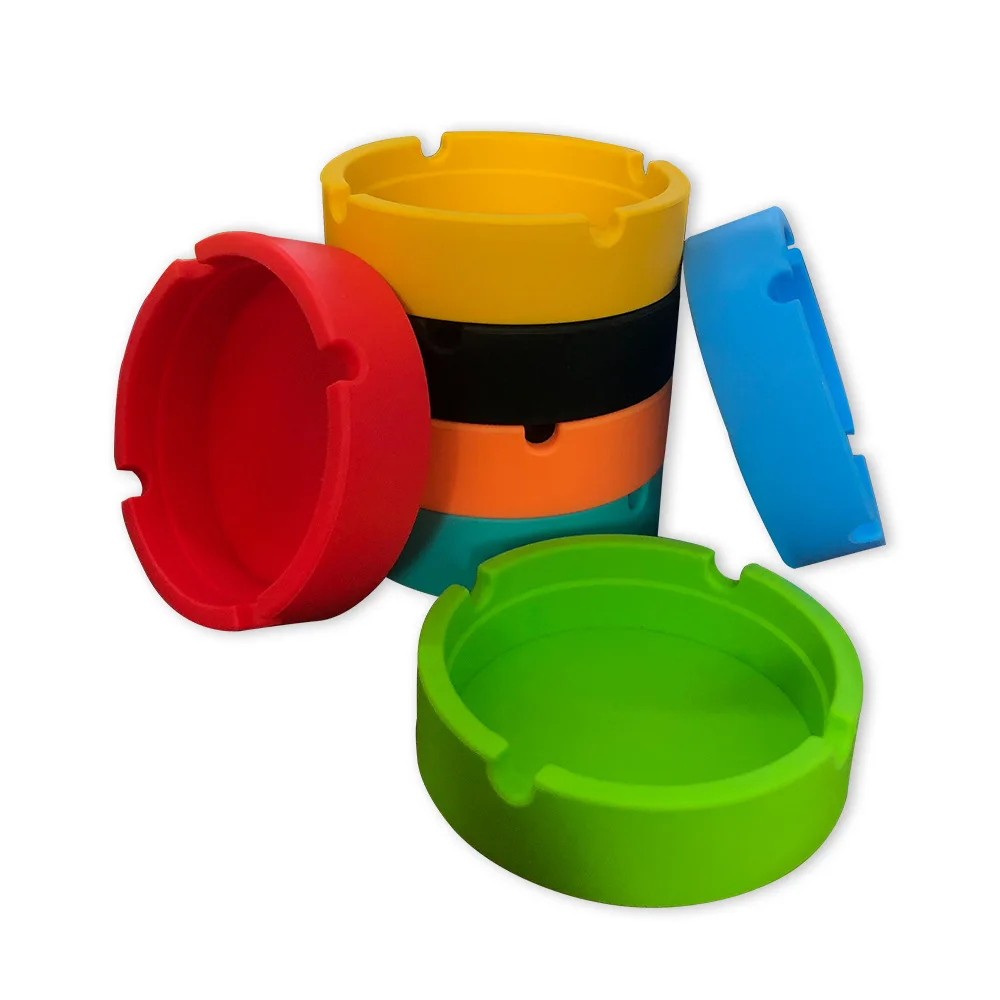 

Creative Solid Color Round Silicone Square Ashtray Home Office Ashtray Holder, Picture