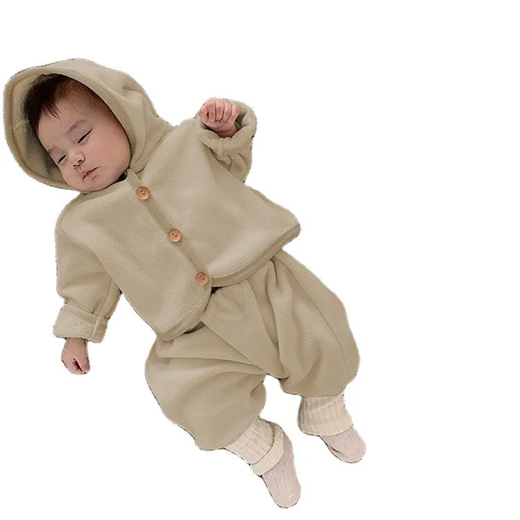 

MSFS Baby Girls Outfits Winter Ribbed Newborn Fleece Pajamas Hooded Tops Clothing Sets Patchwork Pants Toddler Outerwear, Picture shows