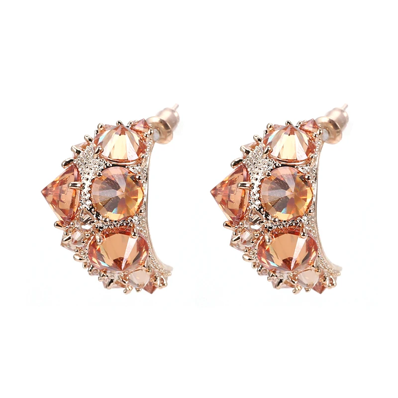 

Luxury Women Stud Earrings Cubic Zirconia Hand Paved Summer Style Fashion Gold Plating Gift Jewelry