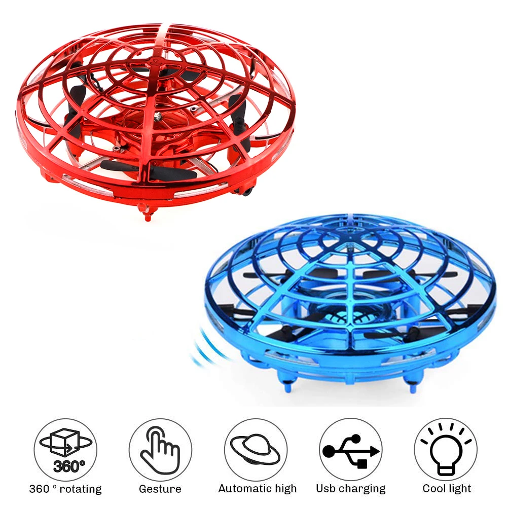 Interactive Induction RC Helicopter With Led Light Gift For Kids Mini Drones UFO Aircraft Motion Hand Controlled Flying Ball Toy UFO Induction Aircraft Free Hover Automatic Sensing Obstacle 