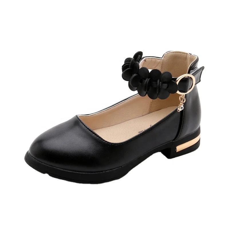 

Custom Logo cheap black kids girl children casual leather school shoes for girl