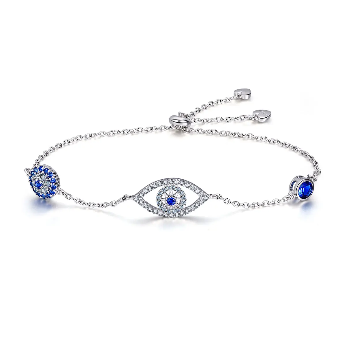 

Fine Jewelry Evil Eyes Bracelet Zircon Bracelets S925 Sterling Silver Blue Chain & Link Bracelets Custom 14K Gold Plated Jy-gems