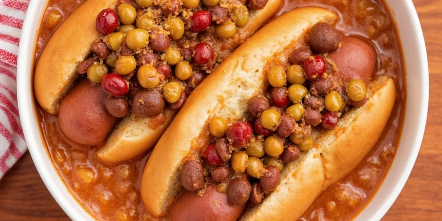Hot dog chili close-up