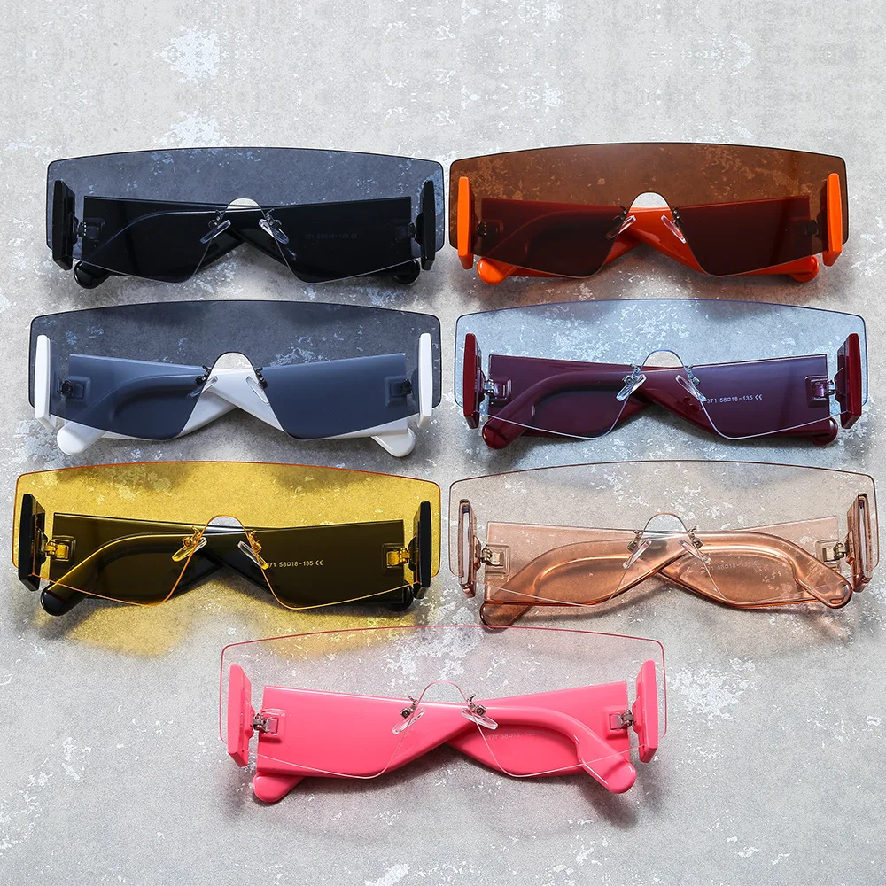 2022 Popular Candy Color Sunglasses Women Vintage One Piece Shield Sun Glasses For Men New Fashion Hip Hop Shades