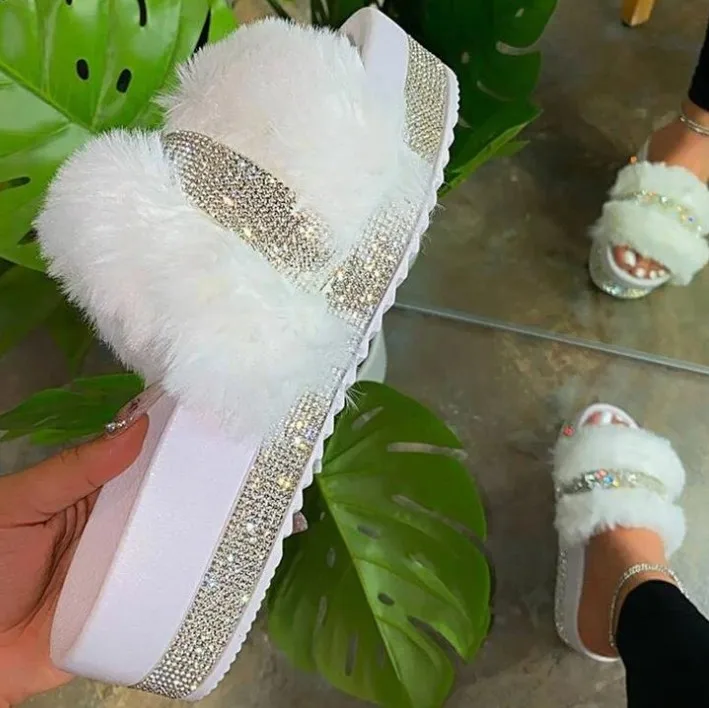 

hot sale online shopping shoes women's fashion fur slippers