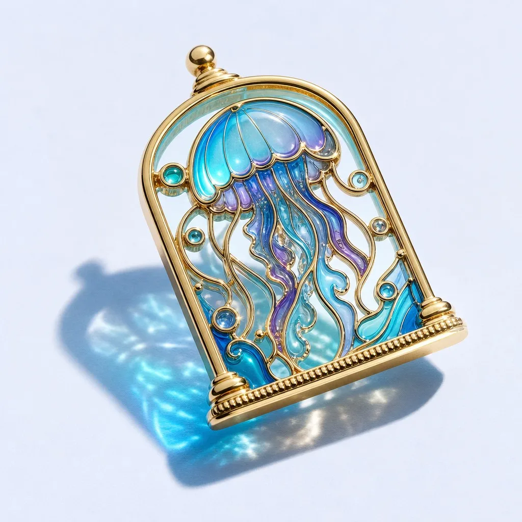Aquarium Jellyfish Cloche Pin