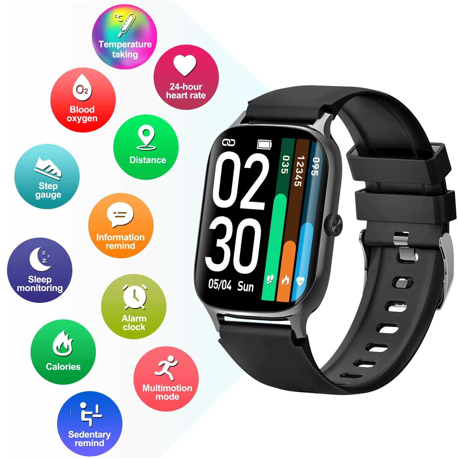 

F37 large screen smart watch blood oxygen clip temperature bracelet heart rate and blood pressure monitoring smart bracelet cust