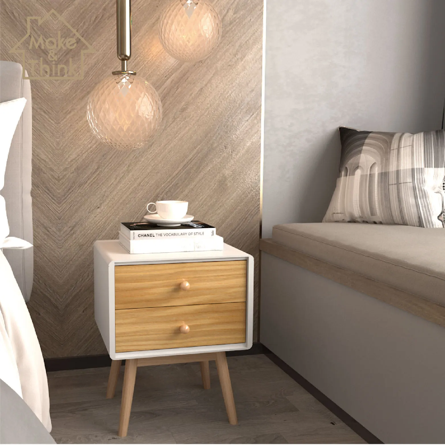 
White nightstands pine legs bedside table bedroom furniture comodino 