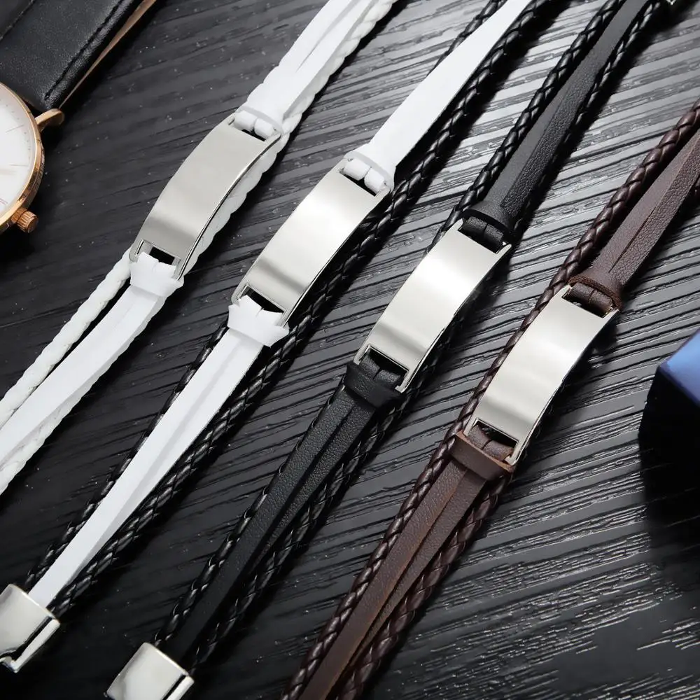 

2020 Hot Design Stainless Steel Wrap Men Locking Leather Bracelet with no minimum order Dylam jewelry
