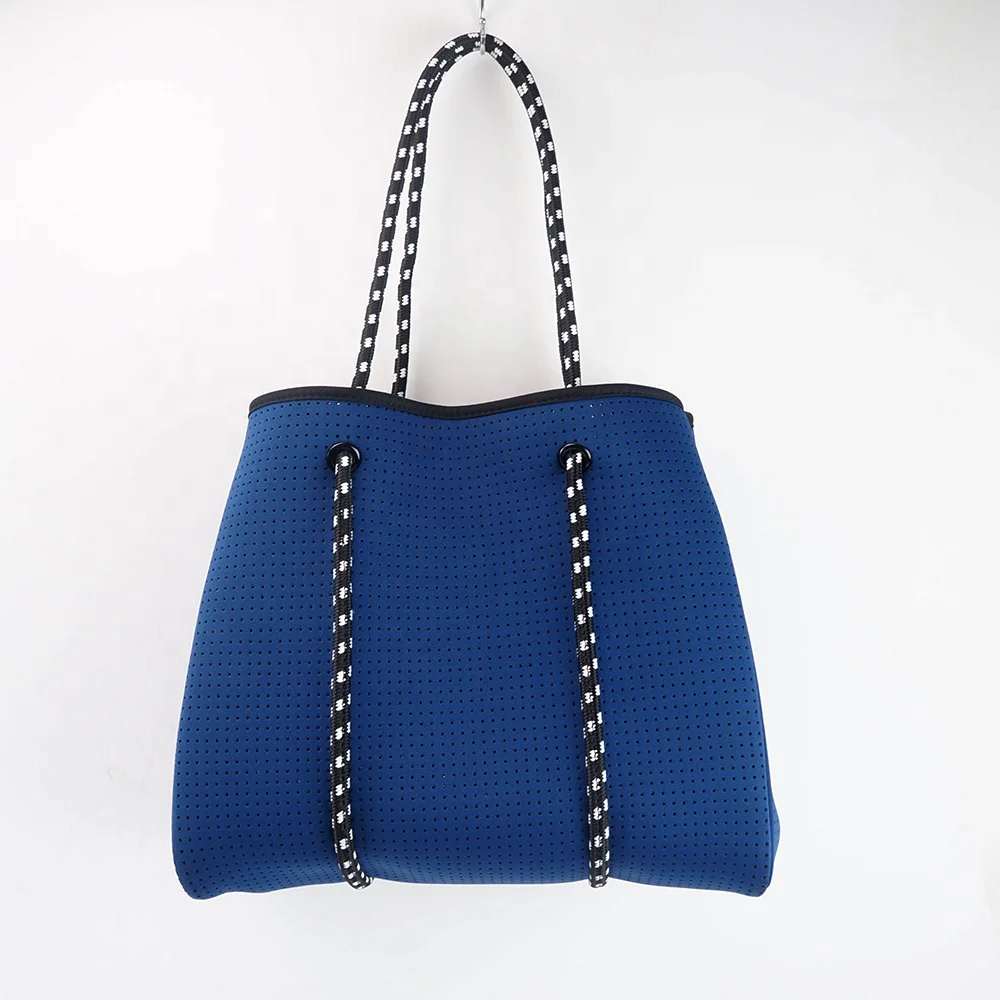 

2021 New Fashion perforated Soft material neoprene women bag beach bag, Any colors are available