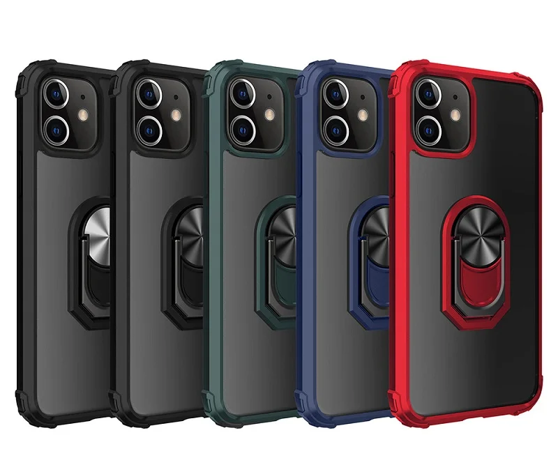 

For iphone 12 mini 2 In 1 Transparent 360 Degree Rotation Ring Stand Mobile Phone case, for iphone 12 handy case clear ring
