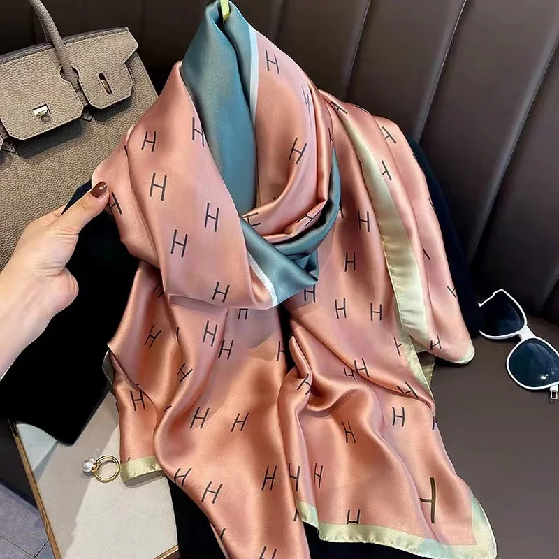 Large Digital Print Luxury Satin Scarf