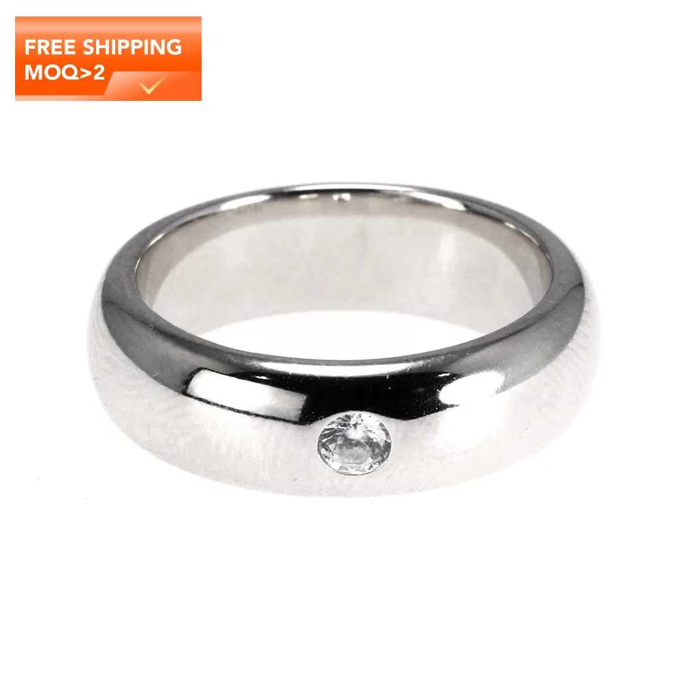 

4.5mm Real Pure 925 Sterling Silver Rings For Women And Men Simple Couple Zircon Ring Smooth Wedding Band For Lovers
