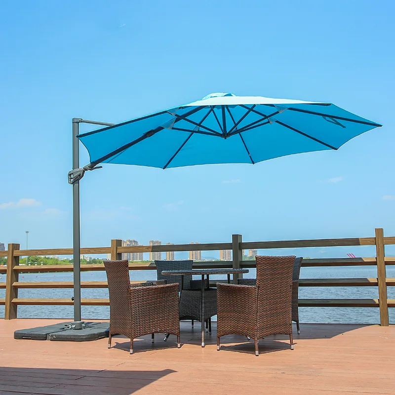 

Patio Offset Hanging Umbrella 3.5m Cantilever Outdoor Umbrellas w/Infinite Tilt, Fade Resistant Waterproof Solution-Dyed Canopy