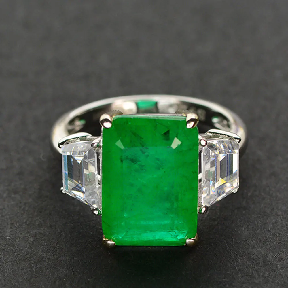 

Hot Jewelry Latest Couple S 925 Vintage Sterling Silver Emerald Ring Simulation Palace Style Wedding Ring