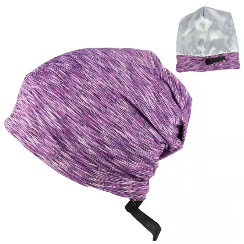 

Silk Satin Bonnet Hair Cover Sleep Cap Adjustable Stay on Silk Lined Slouchy Beanie Hat for Night Sleeping