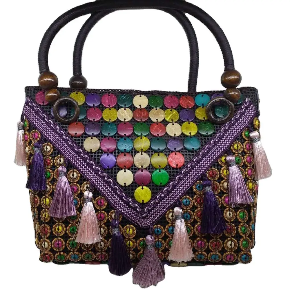 

Coconut shell bag special vintage coconut shell handbag explosion handbag coconut shell bag stall selling national style handbag, Black