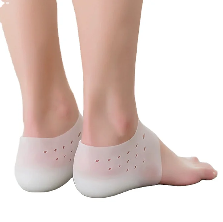 

3CM Invisible Heightening Pad Silicone Gel Heel Sock Protector Foot Care with anti slip cushion pad, Nude;white