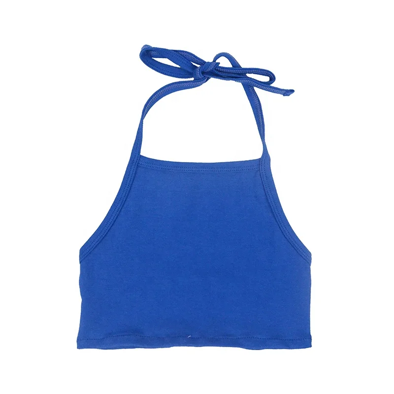 

infant baby solid cotton backless baby clothing halter fashion girls top, Customized