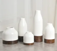 

JIA SHUN 5pcs set simple modern style home decoration white ceramic water transfer wood grain flower vase