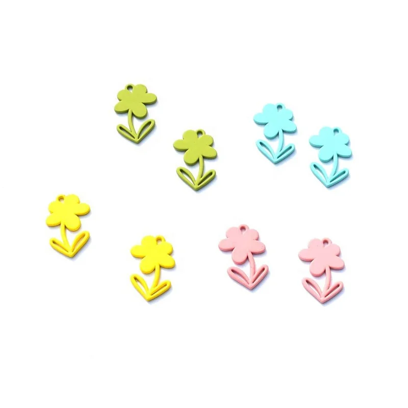 

DIY Alloy Candy Color Flower Enamel Craft Charms Pendant For Necklace Earrings Bracelet Jewelry Findings Making Accessories, Picture