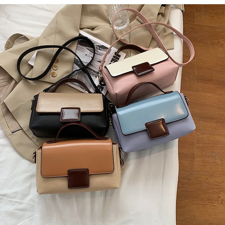 

Wholesale Pu bag Soft material rectangular shape Litchi Pattern crossbody Bag messenger bags, Can choose any color in the color card