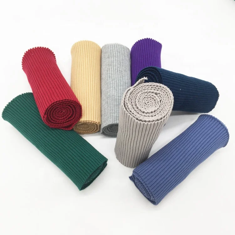 

2x2 High Quality  Full Cotton Flat Knitting Rib Fabric for Down Jacket Collar , Cuffs and Hem