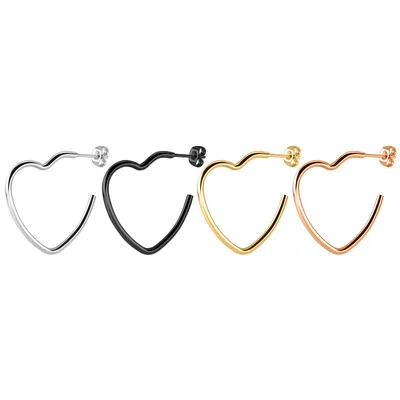 

Korean version of titanium steel stainless steel heart-shaped earrings trendy fashion hollow peach heart ear jewelry