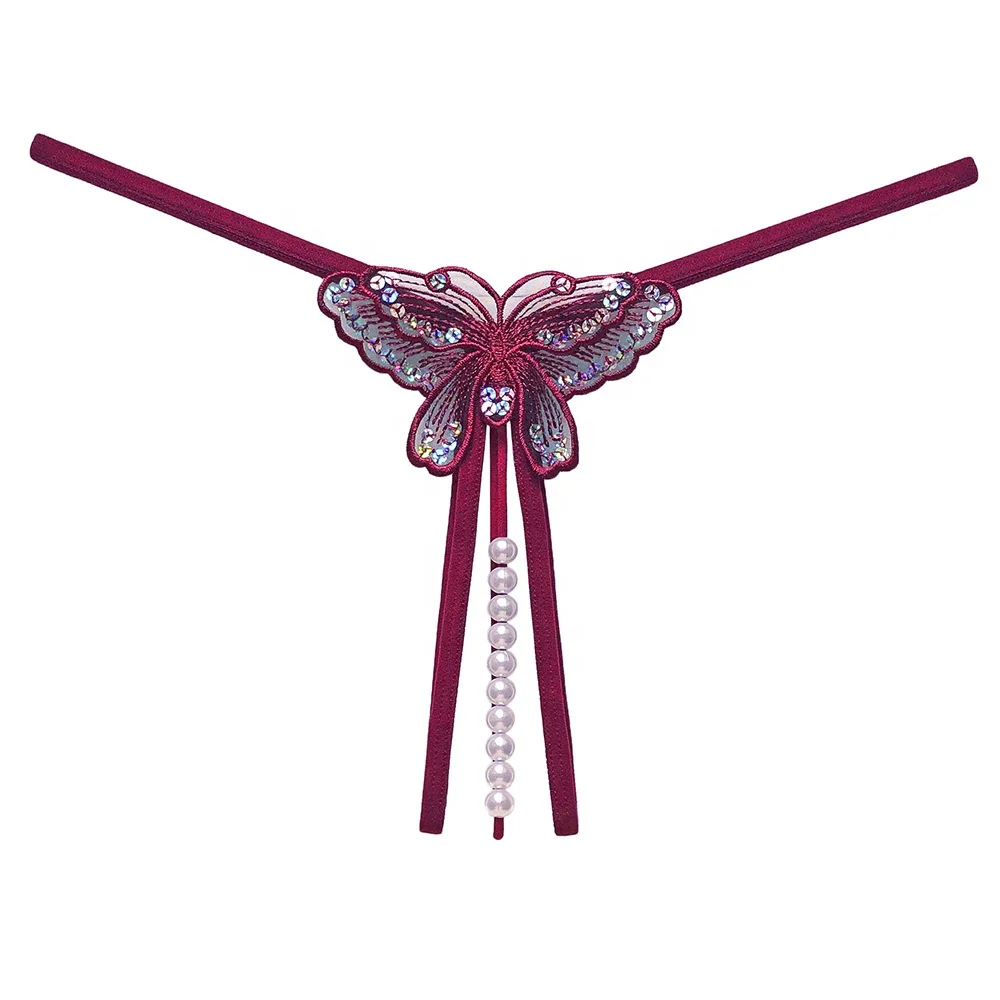 

Hot selling Transparent back hollowed-out red color teen girls sexy lace panties