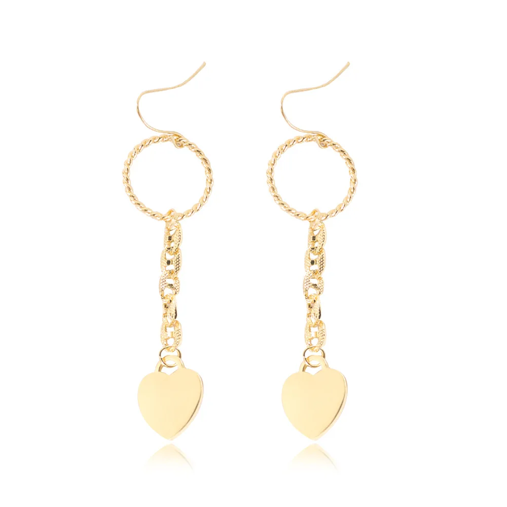 

JUHU New popular golden portrait heart sequins alloy ear buckle simple cute earrings classic metal alloy jewelry for women, Gold/silver