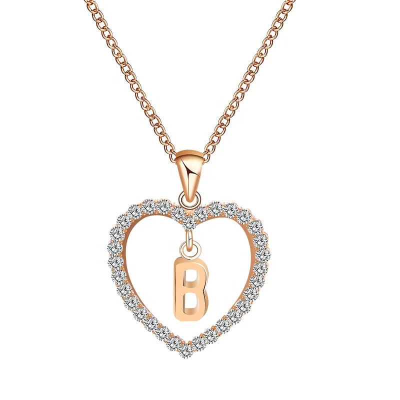 

2021 New Simple Fashion Diamond - Inlaid Heart Letter Love Jewelry Necklace