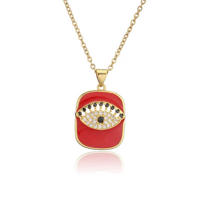 

Eye necklace Drop oil and diamond Devil's Eye pendant necklace, Golden