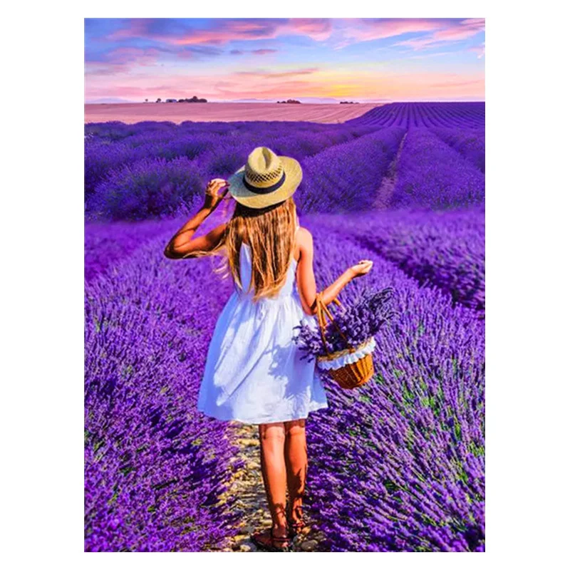 

Lavender Mosaic Wall Stickers Diamond Art Cross Stitch Full Drill Diamond Embroidery Painting Portrait Woman Oil 1 Piece Canvas