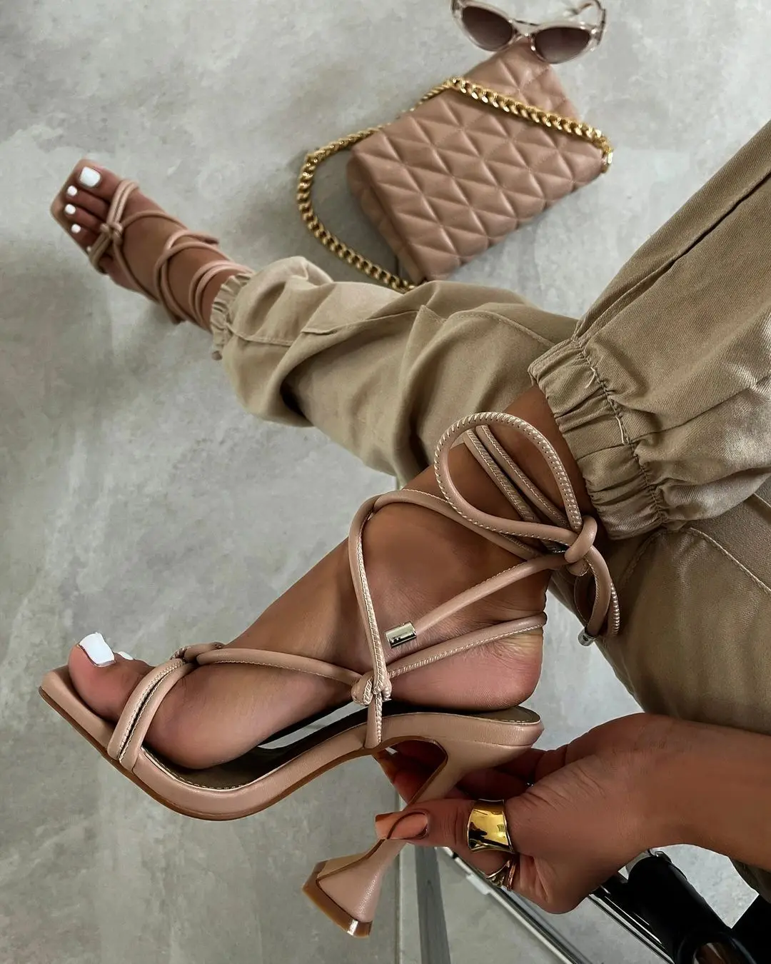 

2021 High Heels shoes For Women Pu square head women's shoes, 5 colors