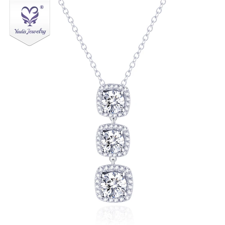 

Tianyu geometric luxury jewelry chain real 10k white gold filled round moissanite square pendant necklace