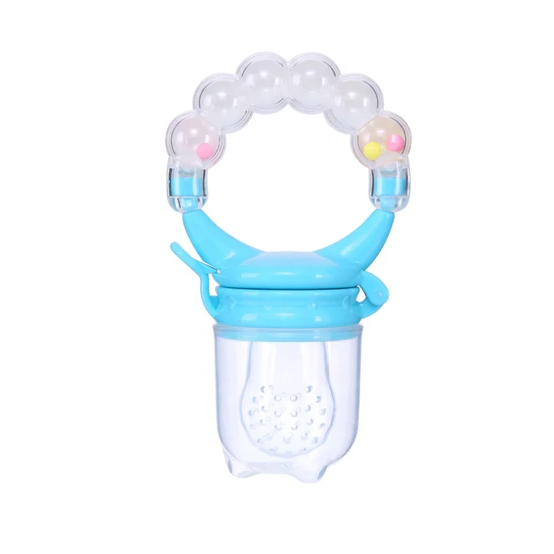 

XUNYI Eating Utensils Baby Feeding Vegetable Food Silicone Fruit Pacifier Feeder With Ring Toy, Blue pink orange purple