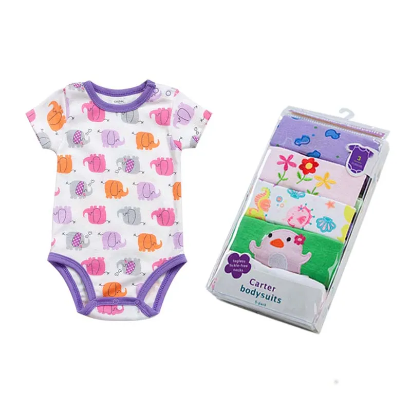 

Factory Direct Sales Baby Clothes Organic Custom Baby Onesie Soft Cotton 5 Piece Multi-color Summer Newborn Baby Bodysuit